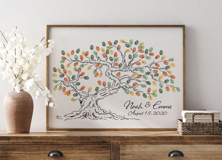 Oak Ink Tree Fingerprint Guestbook
