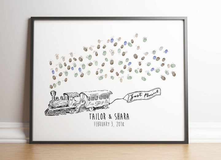 Timeless Train Fingerprint Guest Book