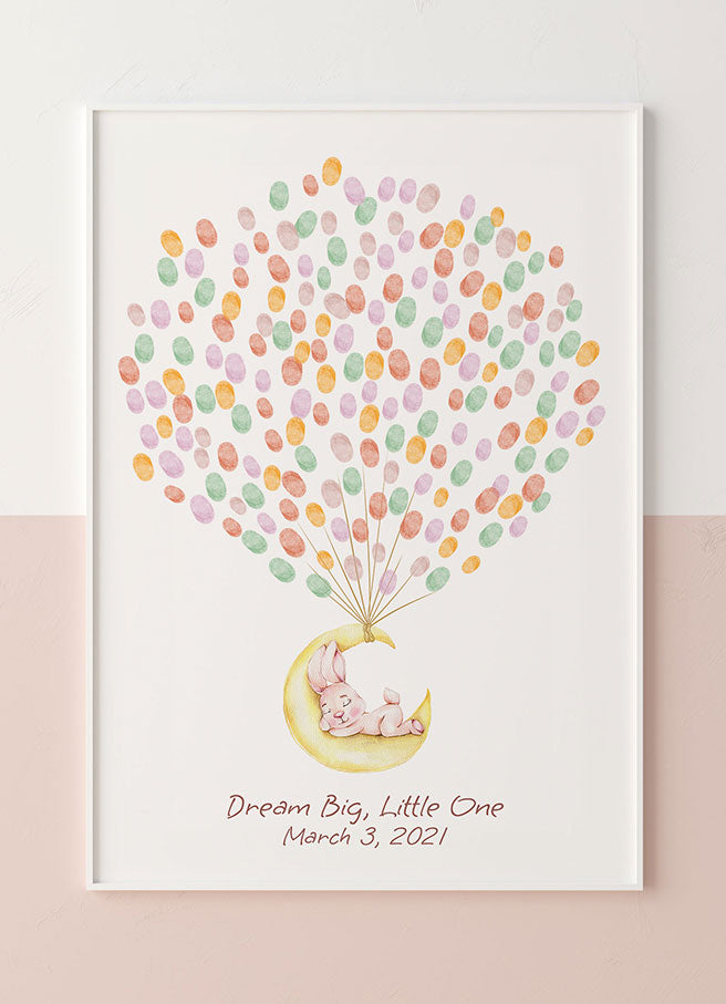 Baby Bunny Moon Fingerprint Guestbook