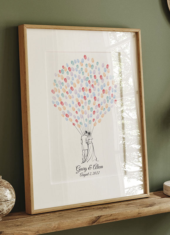 Artistic Line Art Wedding Couple Fingerprint Guestbook