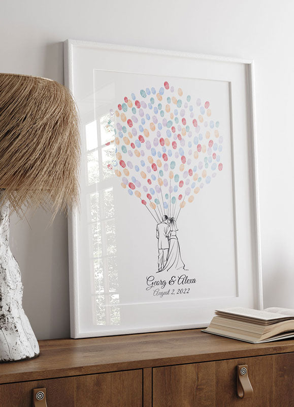 Artistic Line Art Wedding Couple Fingerprint Guestbook