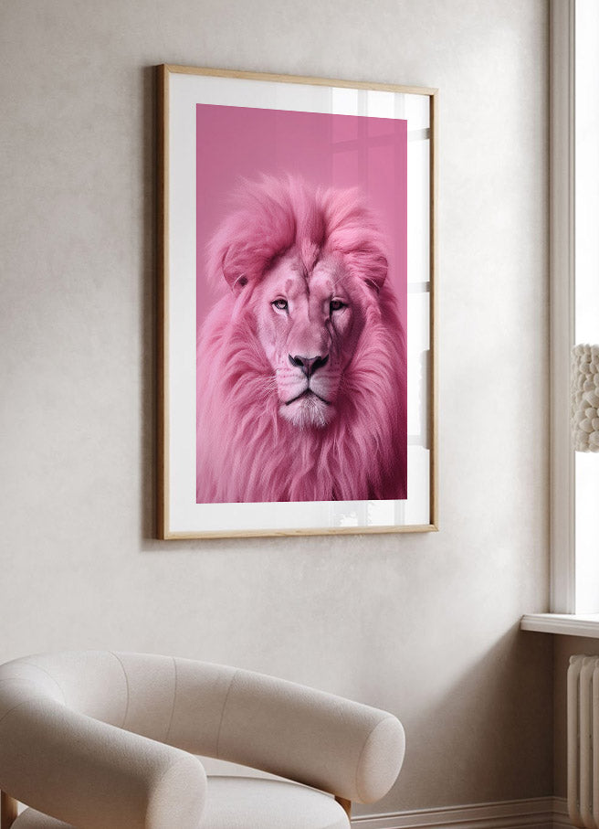 Minimalistic Pink Lion Art