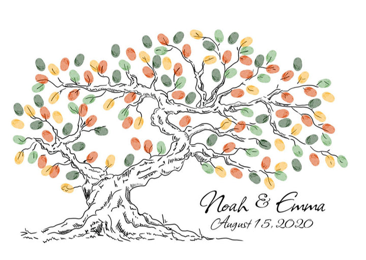 Oak Ink Tree Fingerprint Guestbook