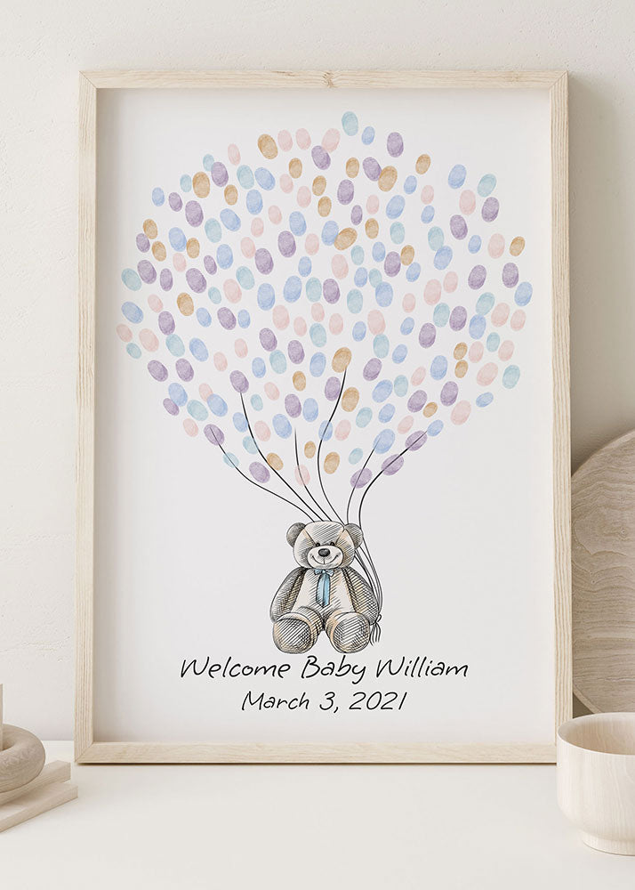 Cuddly Teddy Bear Fingerprint Guestbook