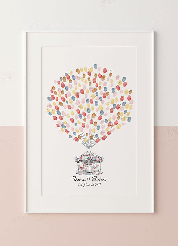 Children's Carousel Balloon Fingerprint Guest Book