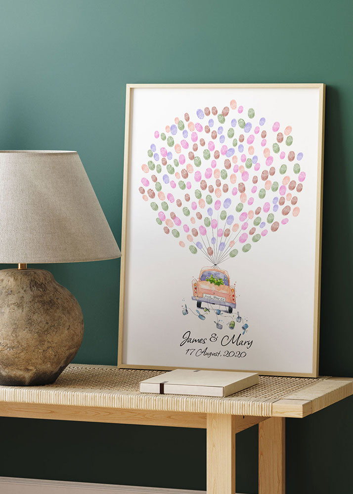 Watercolor Pink Car Fingerprint Guestbook