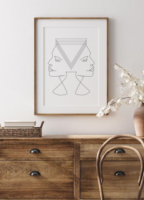 Abstract Line Art Faces Print