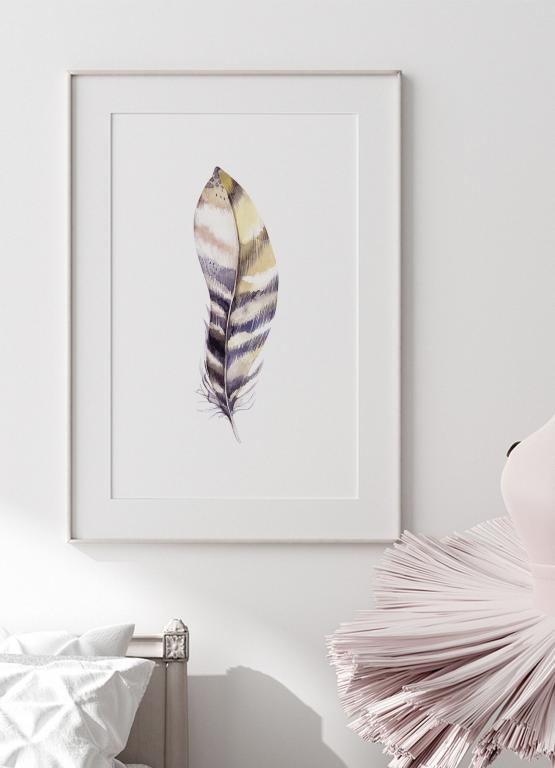 Watercolor Feather Art Print – Elegant Nature Decor