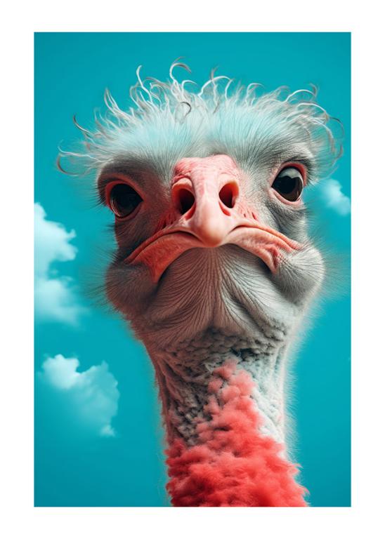 Ostrich Portrait Under a Clear Blue Sky