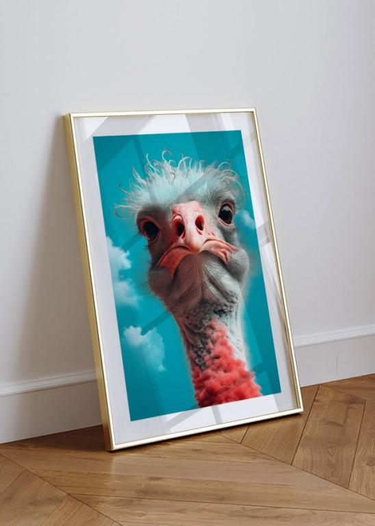 Ostrich Portrait Under a Clear Blue Sky