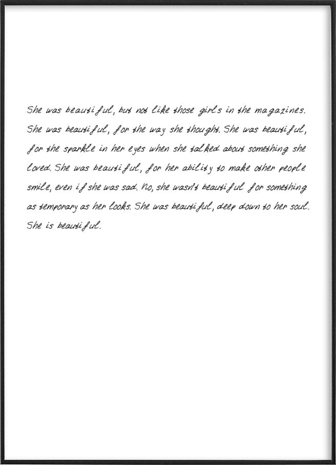 SHE WAS BEAUTIFULPosterFinger Art PrintsMARY & FAP