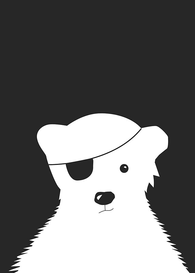 Baby Bear Pirate Poster, Poster, 0? - 50?, A4 (21 x 29.7 cm), A3 (29.7 x 42 cm), A3+ (32.9 x 48.3 cm), 8*10" in, _tab_product-description-matte, _tab_shipping-and-returns, _tab_size-chart, ALL POSTERS, Black, Kids